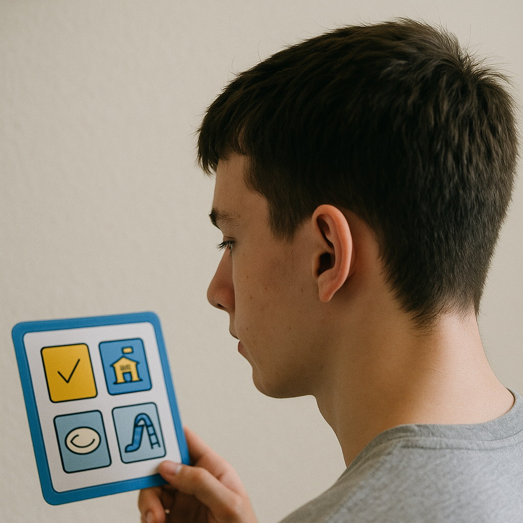 Adolescente con pictogramas